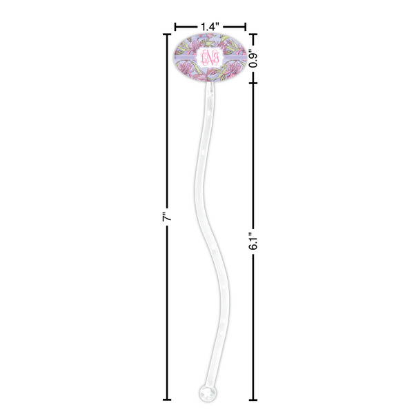 Orchids Clear Plastic 7" Stir Stick - Oval - Dimensions