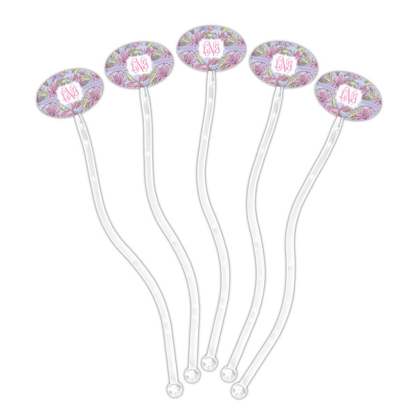 Orchids Clear Plastic 7" Stir Stick - Oval - Fan