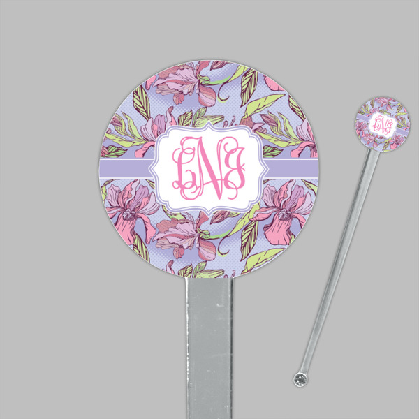 Orchids Clear Plastic 7" Stir Stick - Round - Closeup