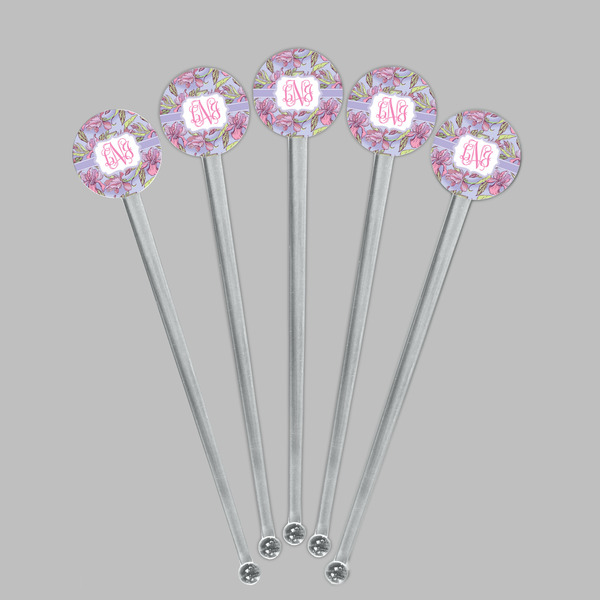 Orchids Clear Plastic 7" Stir Stick - Round - Fan View