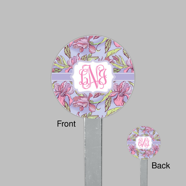 Orchids Clear Plastic 7" Stir Stick - Round - Front & Back