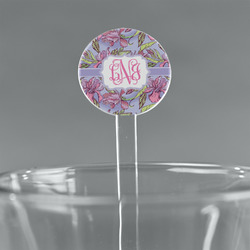 Orchids 7" Round Plastic Stir Sticks - Clear (Personalized)