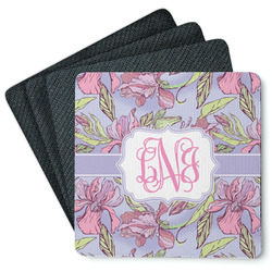 Orchids Square Rubber Backed Coasters - Set of 4 (Personalized)