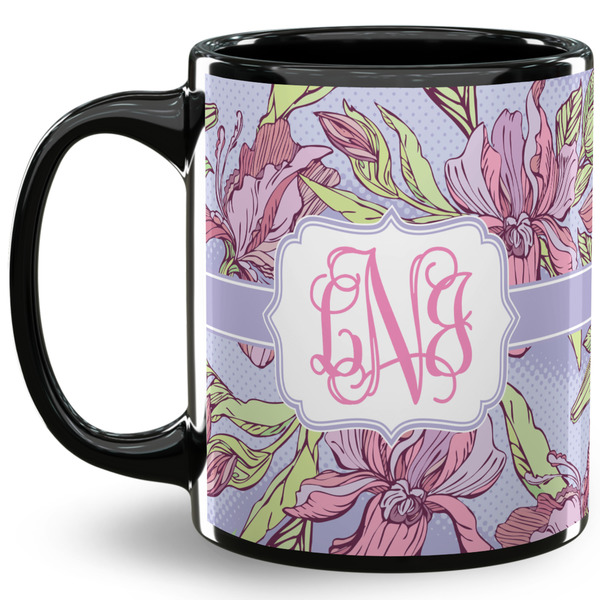 Custom Orchids 11 Oz Coffee Mug - Black (Personalized)