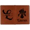 Orchids Cognac Leather Passport Holder Outside Double Sided - Apvl