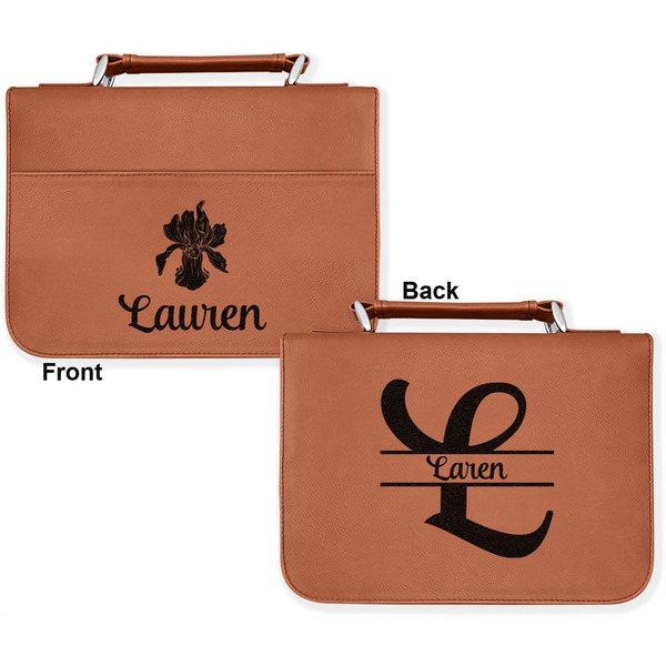 Orchids Cognac Leatherette Bible Covers - Large Double Sided Apvl