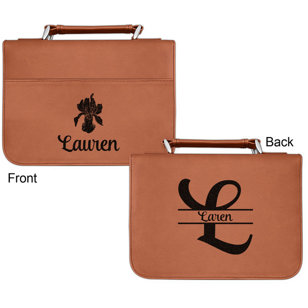 Orchids Cognac Leatherette Bible Covers - Small Double Sided Apvl