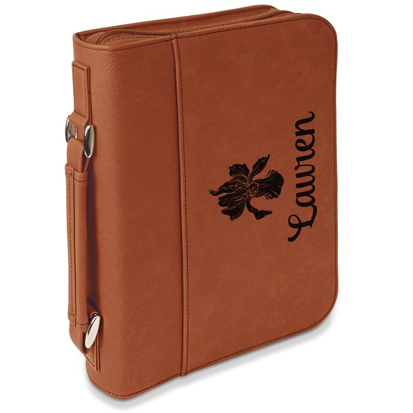 Custom Orchids Leatherette Bible Cover with Handle & Zipper - Small - Double Sided (Personalized)