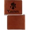Orchids Cognac Leatherette Bifold Wallets - Front and Back Single Sided - Apvl