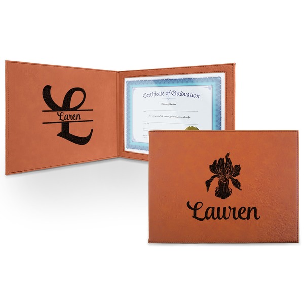 Custom Orchids Leatherette Certificate Holder (Personalized)