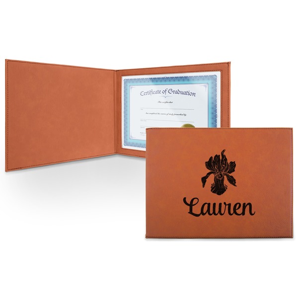 Custom Orchids Leatherette Certificate Holder - Front (Personalized)