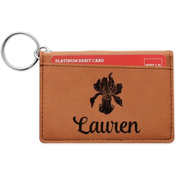 Custom Orchids Leatherette Keychain ID Holder (Personalized)