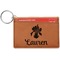 Orchids Cognac Leatherette Keychain ID Holders - Front Credit Card
