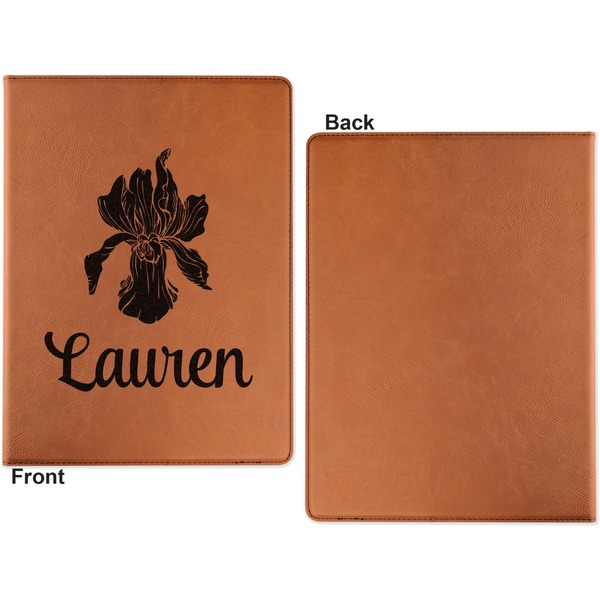 Orchids Cognac Leatherette Portfolios with Notepad - Large - Single Sided - Apvl
