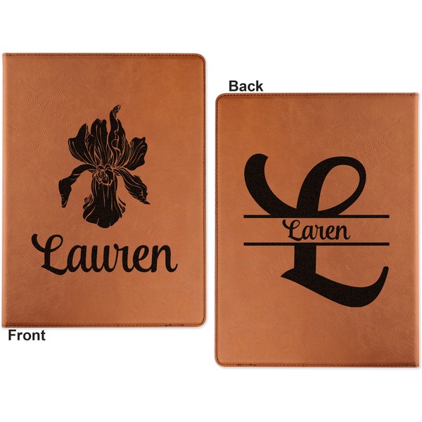 Orchids Cognac Leatherette Portfolios with Notepad - Small - Double Sided- Apvl