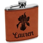 Orchids Leatherette Wrapped Stainless Steel Flask (Personalized)