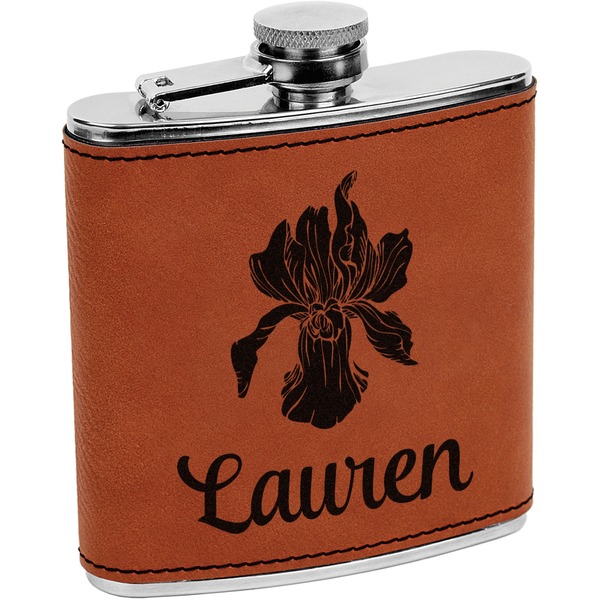 Custom Orchids Leatherette Wrapped Stainless Steel Flask (Personalized)