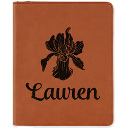 Orchids Leatherette Zipper Portfolio with Notepad - Double Sided (Personalized)