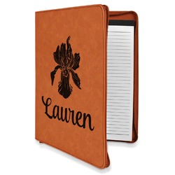 Orchids Leatherette Zipper Portfolio with Notepad - Single Sided (Personalized)