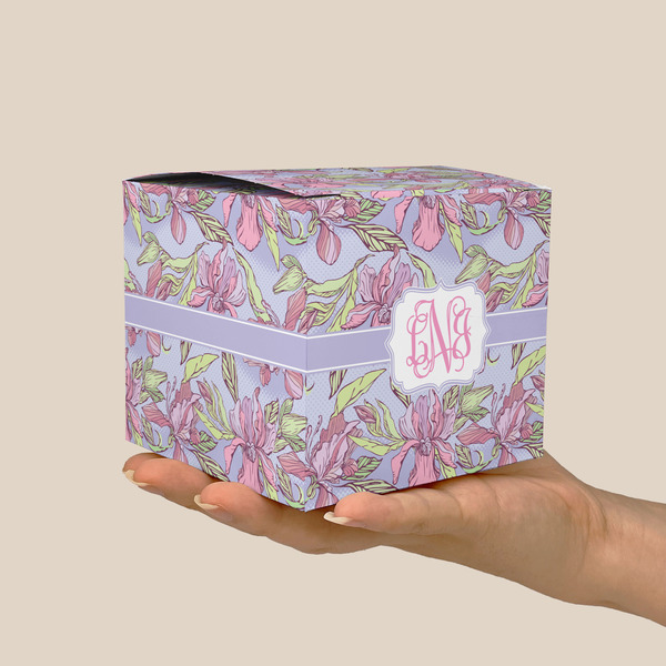 Orchids Cube Favor Gift Box - On Hand - Scale View