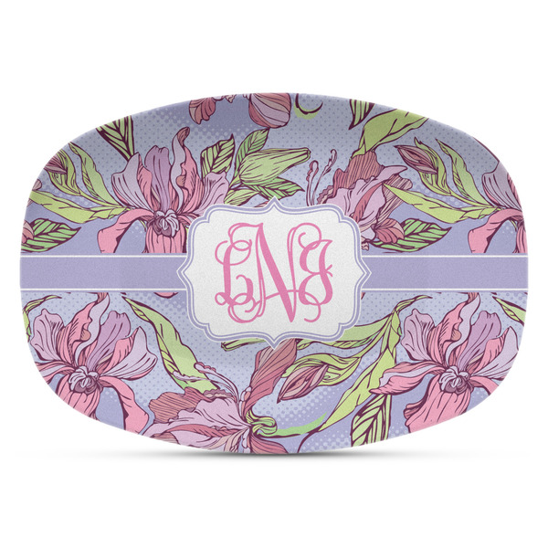 Custom Orchids Plastic Platter - Microwave & Oven Safe Composite Polymer (Personalized)