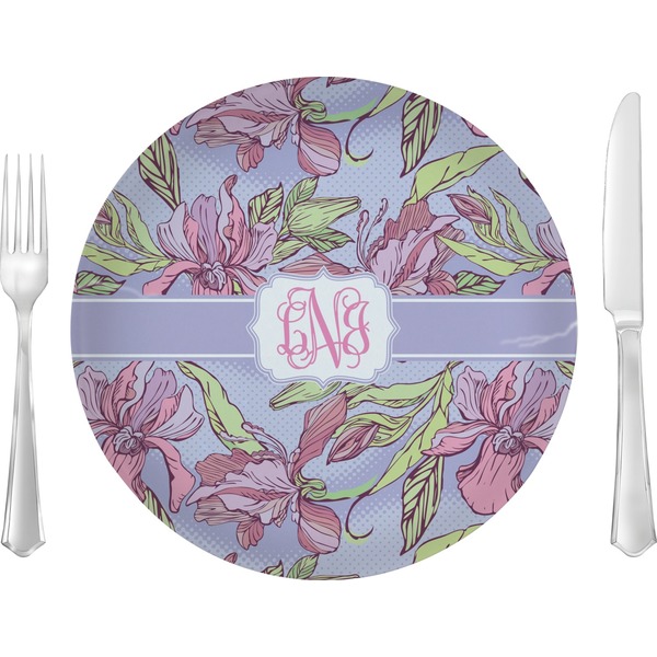 Custom Orchids Glass Lunch / Dinner Plate 10" (Personalized)