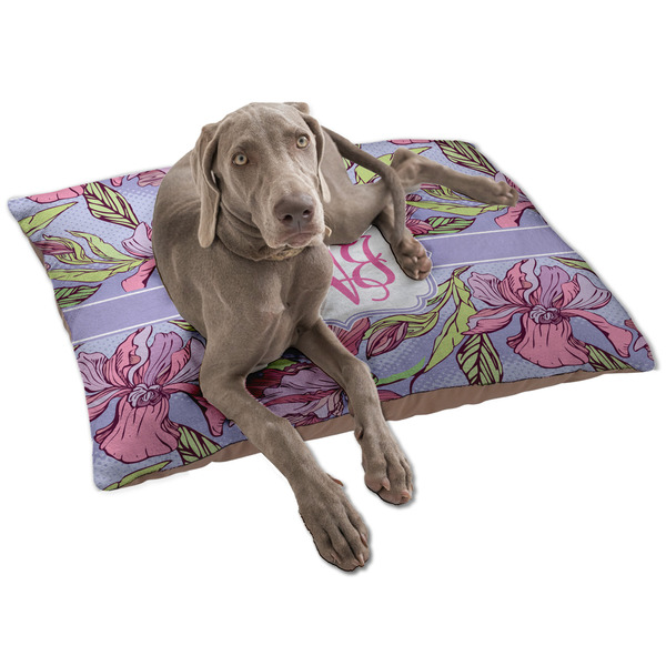 Custom Orchids Dog Bed - Large w/ Monogram