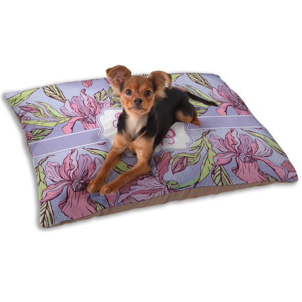 Custom Orchids Dog Bed - Small w/ Monogram