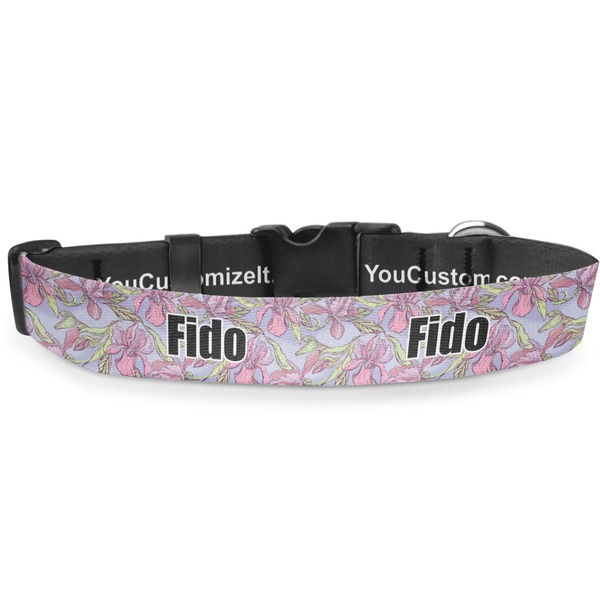 Custom Orchids Deluxe Dog Collar - Medium (11.5" to 17.5") (Personalized)