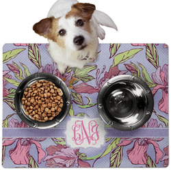 Orchids Dog Food Mat - Medium w/ Monogram