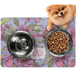 Orchids Dog Food Mat - Small w/ Monogram