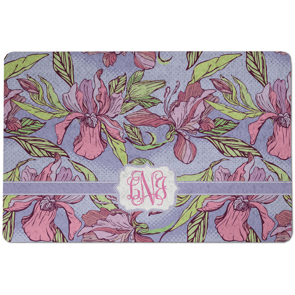Custom Orchids Dog Food Mat w/ Monogram