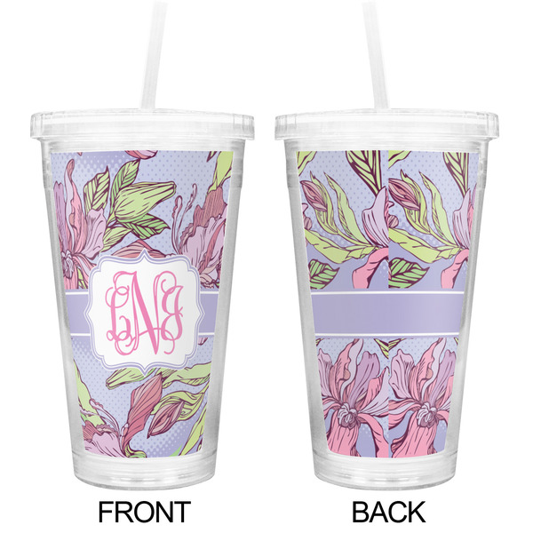 Orchids Double Wall Tumbler with Straw - Approval