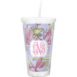 Orchids Double Wall Tumbler with Straw (Personalized)
