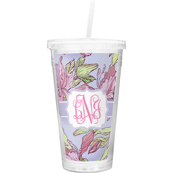 Custom Orchids Double Wall Tumbler with Straw (Personalized)