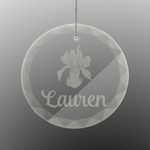 Orchids Engraved Glass Ornament - Round (Personalized)