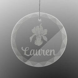 Orchids Engraved Glass Ornament - Round (Personalized)