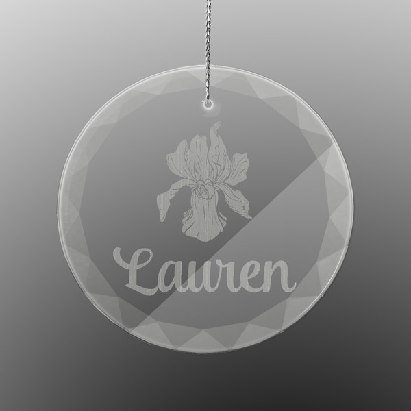 Custom Orchids Engraved Glass Ornament - Round (Personalized)