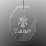 Orchids Engraved Glass Ornament - Octagon (Personalized)