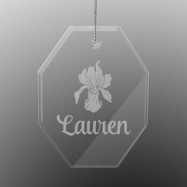 Orchids Engraved Glass Ornaments - Octagon