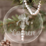 Orchids Engraved Glass Ornament (Personalized)