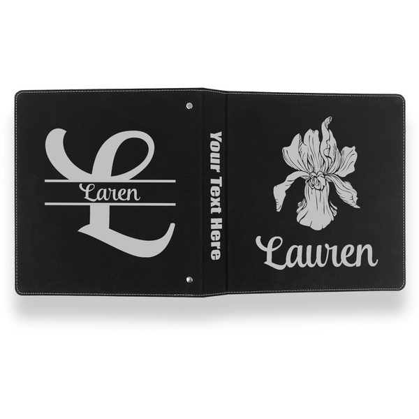 Orchids Leather Binder - 1" - Black- Back Spine Front View