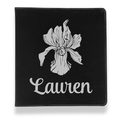 Orchids Leather Binder - 1" - Black (Personalized)