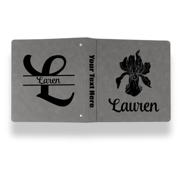 Orchids Leather Binder - 1" - Grey - Back Spine Front View