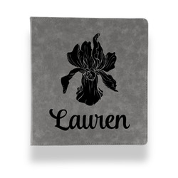Orchids Leather Binder - 1" - Grey (Personalized)