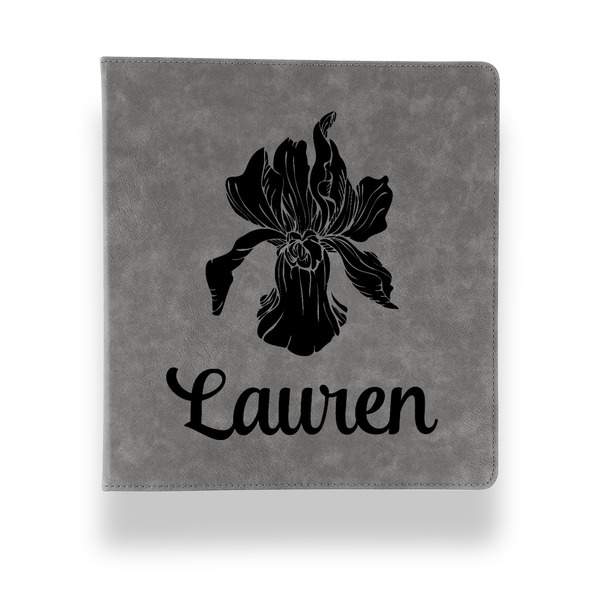 Custom Orchids Leather Binder - 1" - Grey (Personalized)