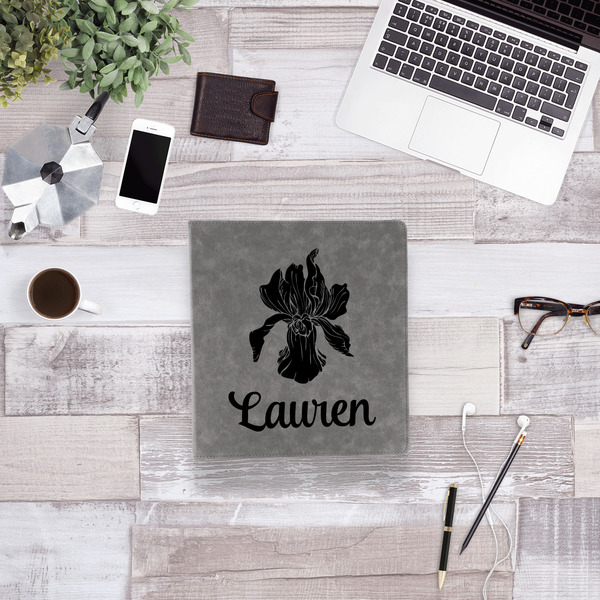 Orchids Leather Binder - 1" - Grey - Lifestyle View