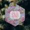 Orchids Frosted Glass Ornament - Hexagon (Lifestyle)