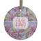 Orchids Flat Glass Ornament - Round w/ Monogram