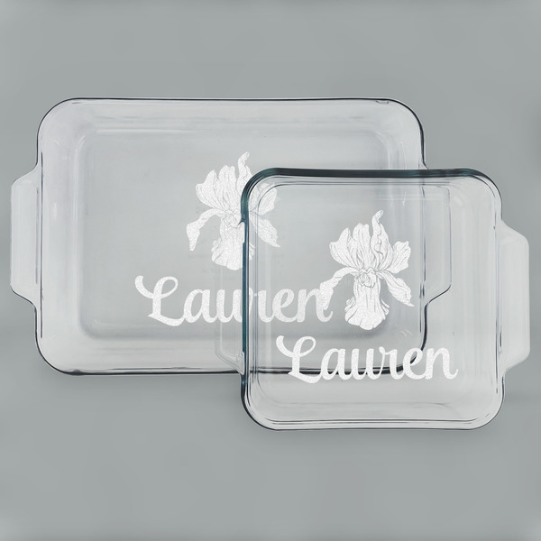 Custom Orchids Set of Glass Baking & Cake Dish - 13in x 9in & 8in x 8in (Personalized)